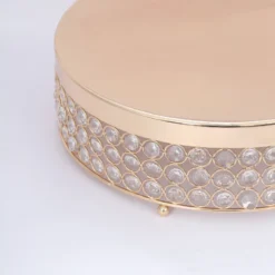 Crystal Beaded Metal Pedestal Riser, Dessert Display Stand 13" -Home Decor Promotional Store CHDLR CAKE 14 GOLD D09