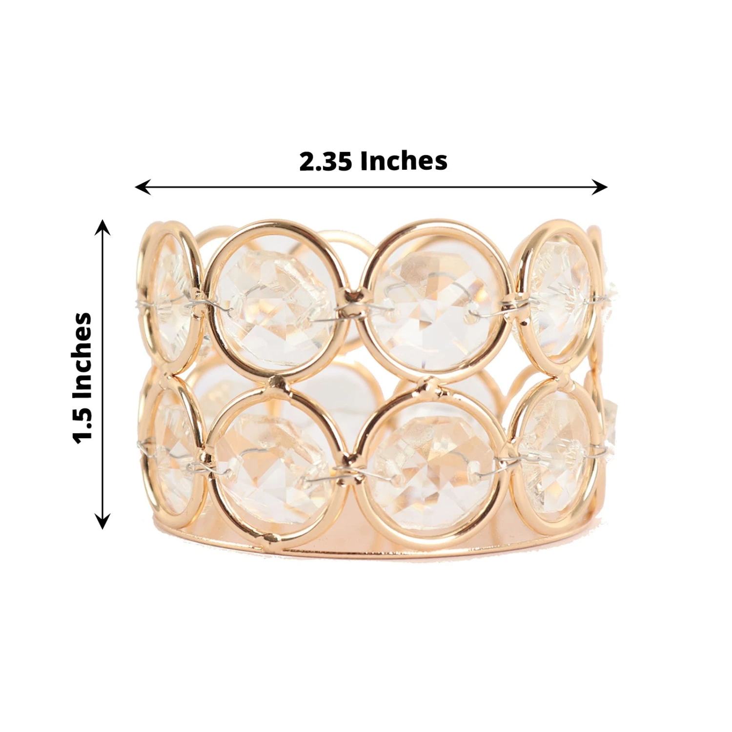 6 Pack Gold Metal Crystal Beaded Tea Light Candle Holders, Votive Candle Stands 1.5" Tall 12 6 Pack Gold Metal Crystal Beaded Tea Light Candle Holders, Votive Candle Stands 1.5" Tall - Image 12