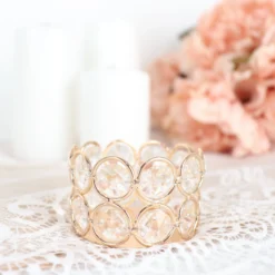 6 Pack Gold Metal Crystal Beaded Tea Light Candle Holders, Votive Candle Stands 1.5" Tall 19 6 Pack Gold Metal Crystal Beaded Tea Light Candle Holders, Votive Candle Stands 1.5" Tall -Home Decor Promotional Store CHDLR CAND 003 2 GOLD D03