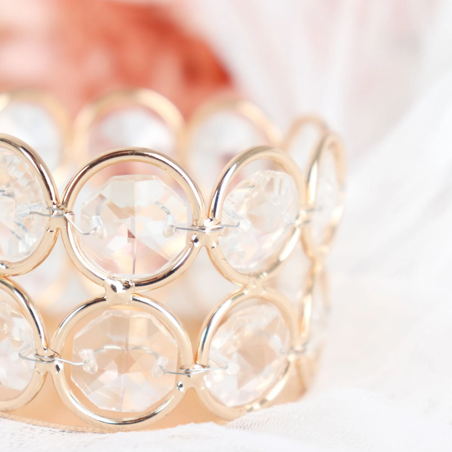 6 Pack Gold Metal Crystal Beaded Tea Light Candle Holders, Votive Candle Stands 1.5" Tall 11 6 Pack Gold Metal Crystal Beaded Tea Light Candle Holders, Votive Candle Stands 1.5" Tall - Image 11