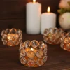 6 Pack Gold Metal Crystal Beaded Tea Light Candle Holders, Votive Candle Stands 1.5" Tall