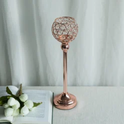 Crystal Votive Pillar Candle Holder, Metal Tealight Round Candle Stand 16" Tall 23 Crystal Votive Pillar Candle Holder, Metal Tealight Round Candle Stand 16" Tall -Home Decor Promotional Store CHDLR CAND 007 054 01