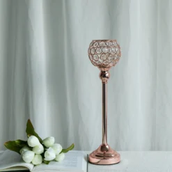 Crystal Votive Pillar Candle Holder, Metal Tealight Round Candle Stand 16" Tall 21 Crystal Votive Pillar Candle Holder, Metal Tealight Round Candle Stand 16" Tall -Home Decor Promotional Store CHDLR CAND 007 054 02