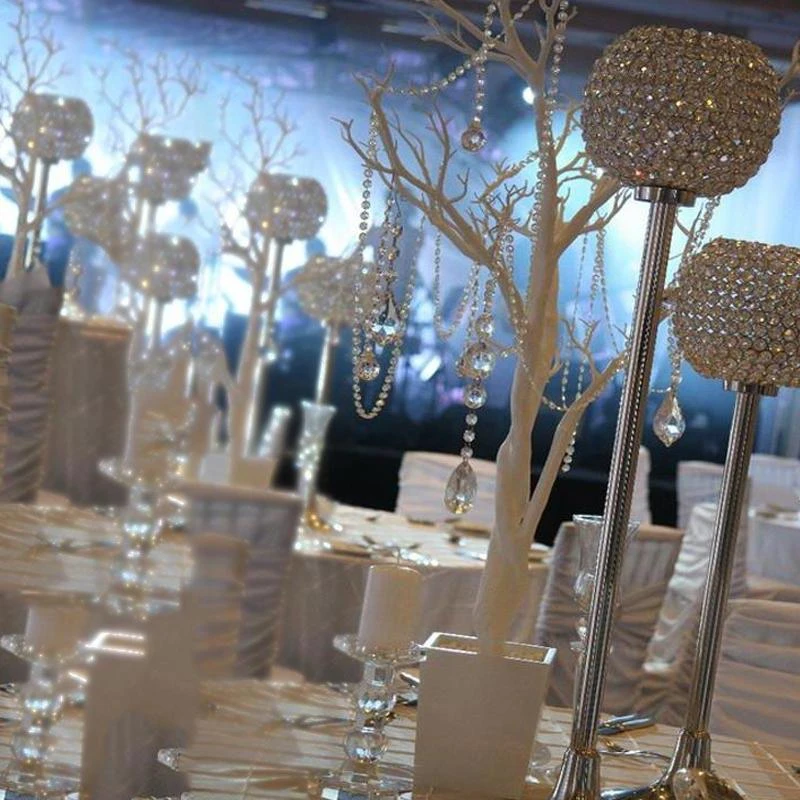 Crystal Votive Pillar Candle Holder, Metal Tealight Round Candle Stand 16" Tall 5 Crystal Votive Pillar Candle Holder, Metal Tealight Round Candle Stand 16" Tall - Image 5