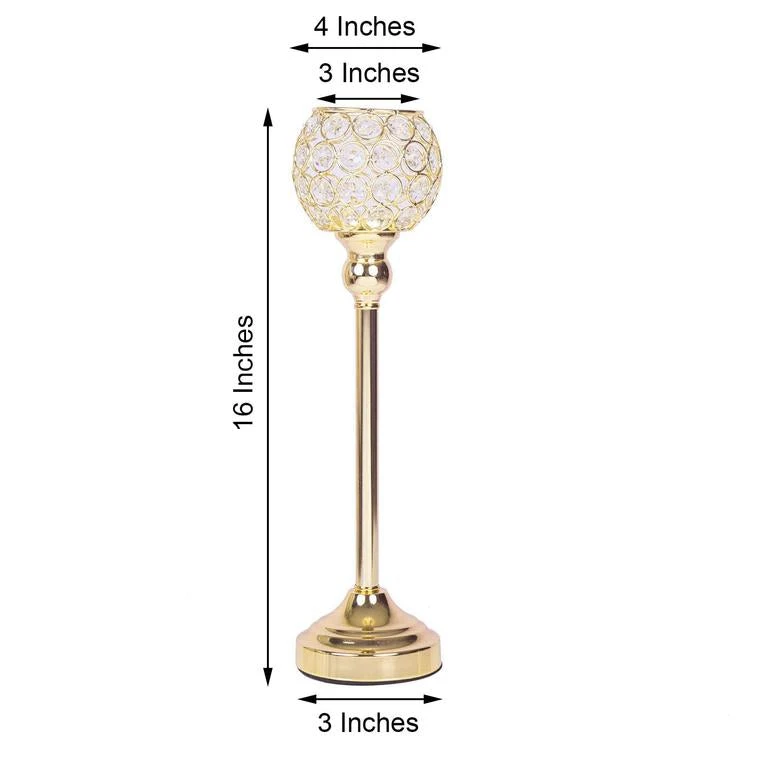 Crystal Votive Pillar Candle Holder, Metal Tealight Round Candle Stand 16" Tall 7 Crystal Votive Pillar Candle Holder, Metal Tealight Round Candle Stand 16" Tall - Image 7