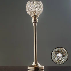 Crystal Votive Pillar Candle Holder, Metal Tealight Round Candle Stand 16" Tall 26 Crystal Votive Pillar Candle Holder, Metal Tealight Round Candle Stand 16" Tall -Home Decor Promotional Store CHDLR CAND 007 GOLD 01 d415c5c8 ff25 41da affa ffd7f420dfd8