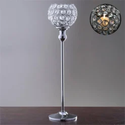 Crystal Votive Pillar Candle Holder, Metal Tealight Round Candle Stand 16" Tall 24 Crystal Votive Pillar Candle Holder, Metal Tealight Round Candle Stand 16" Tall -Home Decor Promotional Store CHDLR CAND 007 01.1