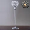 Crystal Votive Pillar Candle Holder, Metal Tealight Round Candle Stand 16" Tall