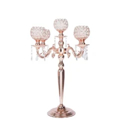 5 Arm Crystal Beaded Globe Metal Candelabra Candle Holder 25" Tall 15 5 Arm Crystal Beaded Globe Metal Candelabra Candle Holder 25" Tall -Home Decor Promotional Store CHDLR CAND 009 054 99