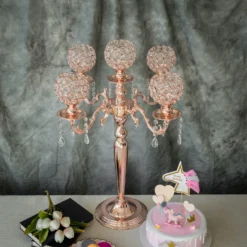 5 Arm Crystal Beaded Globe Metal Candelabra Candle Holder 25" Tall 14 5 Arm Crystal Beaded Globe Metal Candelabra Candle Holder 25" Tall -Home Decor Promotional Store CHDLR CAND 009 054 01