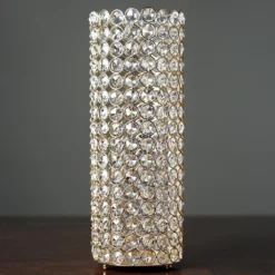 Metal Full Crystal Beaded Pillar Candle Holder Stand 16" Tall