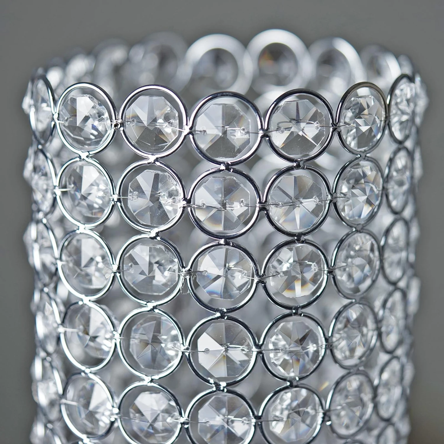 Metal Full Crystal Beaded Pillar Candle Holder Stand 16" Tall 11 Metal Full Crystal Beaded Pillar Candle Holder Stand 16" Tall - Image 11