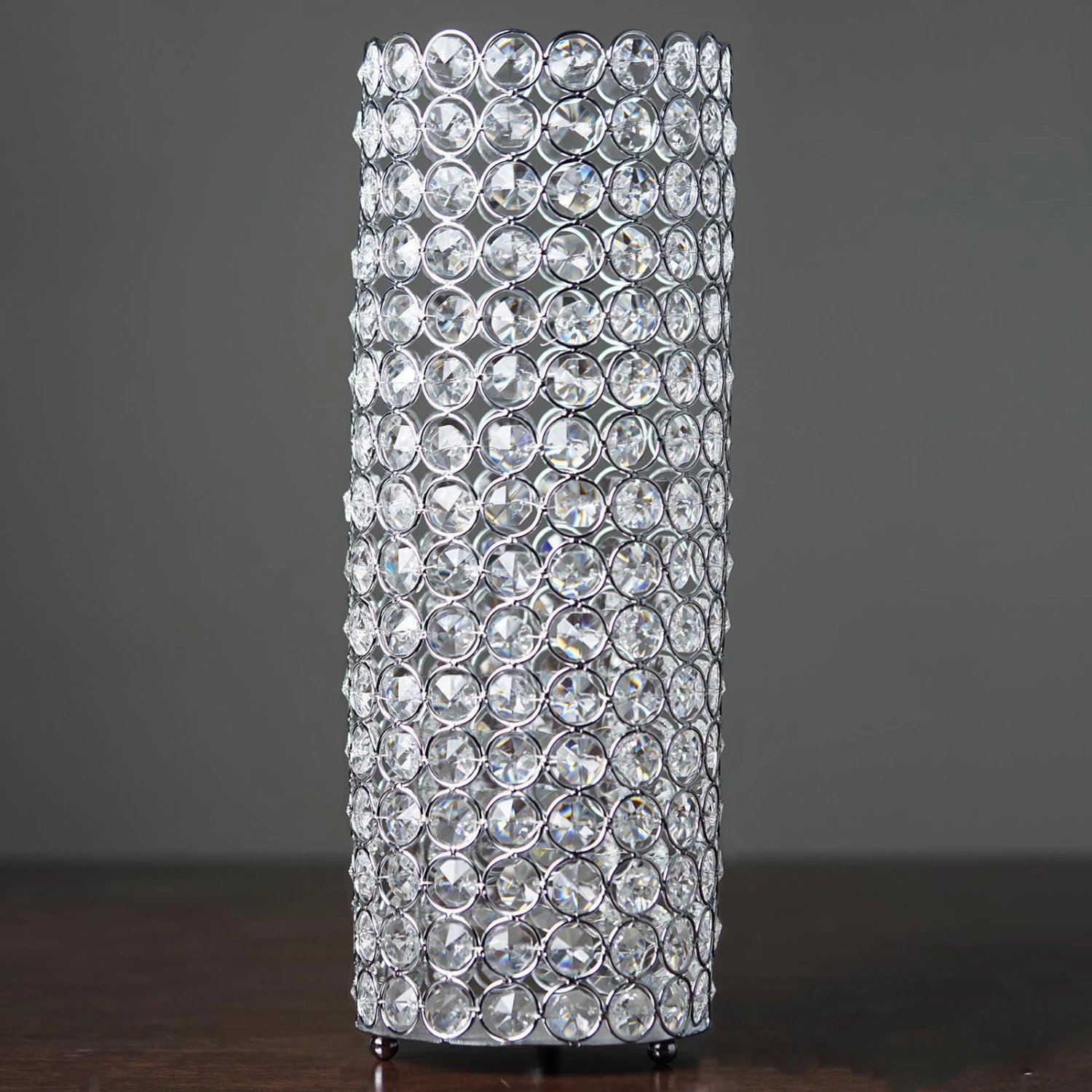 Metal Full Crystal Beaded Pillar Candle Holder Stand 16" Tall 10 Metal Full Crystal Beaded Pillar Candle Holder Stand 16" Tall - Image 10