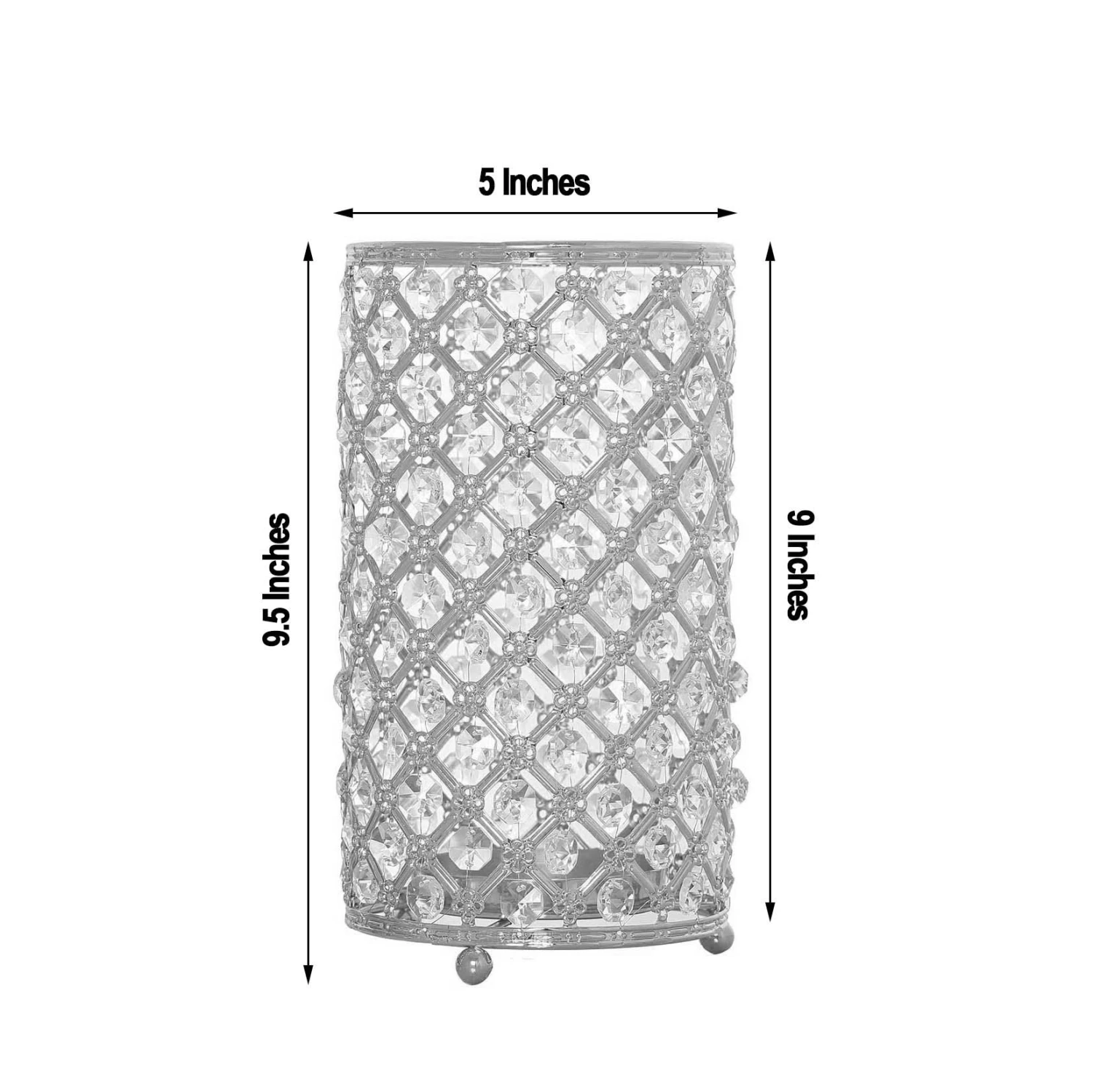 2 Pack Metal Crystal Beaded Pillar Votive Candle Holder Set, Multipurpose Crystal Flower Stem Vase 9" 6 2 Pack Metal Crystal Beaded Pillar Votive Candle Holder Set, Multipurpose Crystal Flower Stem Vase 9" - Image 6