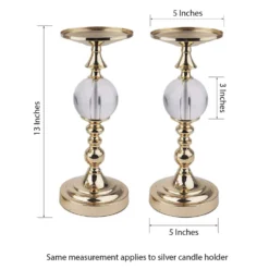 2 Pack Metallic Pillar Candle Holder Set, Votive Candle Stands With Clear Acrylic Ball 13" 16 2 Pack Metallic Pillar Candle Holder Set, Votive Candle Stands With Clear Acrylic Ball 13" -Home Decor Promotional Store CHDLR CAND 012 SILV 98 min.progressive c9d0c8dc 2ca3 4016 8e5c e0ec33660b67