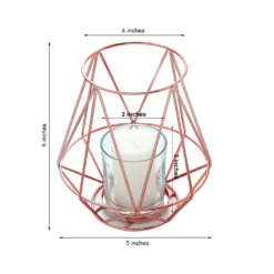 2 Pack | Blush/Rose Gold Geometric Metal Wired Candle Holder Set & Glass Votive Holder Set -Home Decor Promotional Store CHDLR CAND 014B 054 99 M 41166e9c ecaf 49c6 b774 8be4496694ed