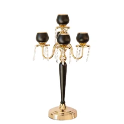 Gold/Black 5 Arm Metal Tealight Votive Candelabra Candle Holder Centerpiece 25" -Home Decor Promotional Store CHDLR CAND 017 GDBLK 99