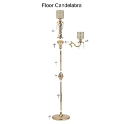DIY Adjustable Gold Pearl Beaded Table Floor Candelabra Centerpiece, Metal With Crystal Chandelier Pendants -Home Decor Promotional Store CHDLR CAND 018 GDPRL D15 1