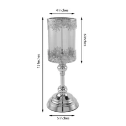 Hurricane Glass Pillar Candle Holder, Lace Design Votive Candle Stand 13" Tall -Home Decor Promotional Store CHDLR CAND 025 13 SILV 98.progressive c390acf1 f4a5 4843 b4a2 8f38008ebf4e