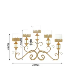 Antique Metal 5 Arm Pillar Candle Table Candelabra, Crown Top Horizontal Centerpiece Hurricane Glass Votive Candle Holders 18” Tall -Home Decor Promotional Store CHDLR CAND 027 GOLD 98.progressive 4a0669d9 9aa4 45aa 8915 fe9259467d89