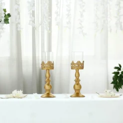 Antique Gold Lace Hurricane Glass Candle Holder Set, Pillar Votive Candle Holders -Home Decor Promotional Store CHDLR CAND 028 12 GOLD D09.progressive 4f0e0544 a9a2 49e6 aa25 5d8a990f9cbd