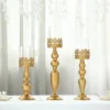 Antique Gold Lace Hurricane Glass Candle Holder Set, Pillar Votive Candle Holders