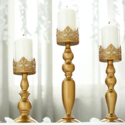 Antique Gold Lace Hurricane Glass Candle Holder Set, Pillar Votive Candle Holders -Home Decor Promotional Store CHDLR CAND 028 SET GOLD D03.progressive f12717f3 0de0 44b3 8cfb 7bda9efcfcb8