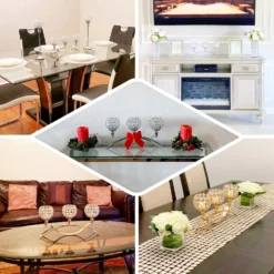 Arch Bridge 3 Arm Crystal Beaded Candle Holder, Votive Goblet Candelabra 16" -Home Decor Promotional Store CHDLR CAND 029 EBC2