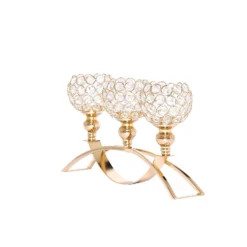 Arch Bridge 3 Arm Crystal Beaded Candle Holder, Votive Goblet Candelabra 16" -Home Decor Promotional Store CHDLR CAND 029 PARENT 2