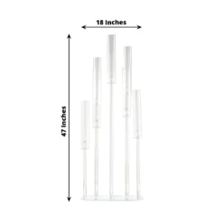 Clear Crystal 7-Arm Cluster Aisle Candlestick Stand With Hurricane Shades, Taper Candle Candelabra Table Centerpiece 47" -Home Decor Promotional Store CHDLR CAND 030O 7 CLR 98