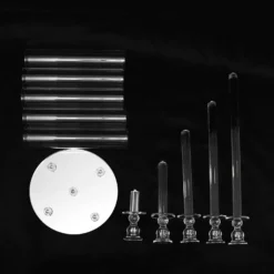 Clear Crystal Cluster Round Taper Candelabra, Candle Holder For Votive, Pillar Or LED Candles With Mirror Base -Home Decor Promotional Store CHDLR CAND 030R 5 CLR D22.progressive 8682d136 bc44 481b 950c 4d17638a5f06