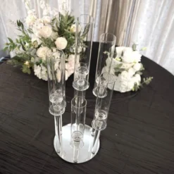 Clear Crystal Cluster Round Taper Candelabra, Candle Holder For Votive, Pillar Or LED Candles With Mirror Base -Home Decor Promotional Store CHDLR CAND 030R 7 CLR D02 grande.progressive 63b5c115 c131 4665 8f80 0f2020fa58f5