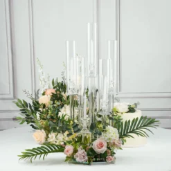 Clear Crystal Cluster Round Taper Candelabra, Candle Holder For Votive, Pillar Or LED Candles With Mirror Base -Home Decor Promotional Store CHDLR CAND 030R 7 CLR D11.progressive 8839a498 f1d2 4d06 9d34 8e36be74f5b5