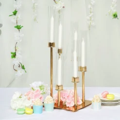 Gold Cluster Taper Candle Holder With Clear Glass Shades, Large Candle Arrangement -Home Decor Promotional Store CHDLR CAND 030 6 GOLD 01.progressive 1a738869 f02f 4773 bde0 d54639411be6