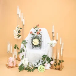 Gold Cluster Taper Candle Holder With Clear Glass Shades, Large Candle Arrangement -Home Decor Promotional Store CHDLR CAND 030 8 GOLD D03.progressive 62bc1644 2488 4179 9ded 0e1b6ed7ac85