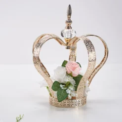 Gold Metal Crown Pillar Candle Holder Stand, Votive Holder Centerpiece 25" 22 Gold Metal Crown Pillar Candle Holder Stand, Votive Holder Centerpiece 25" -Home Decor Promotional Store CHDLR CAND 031 M GOLD D03