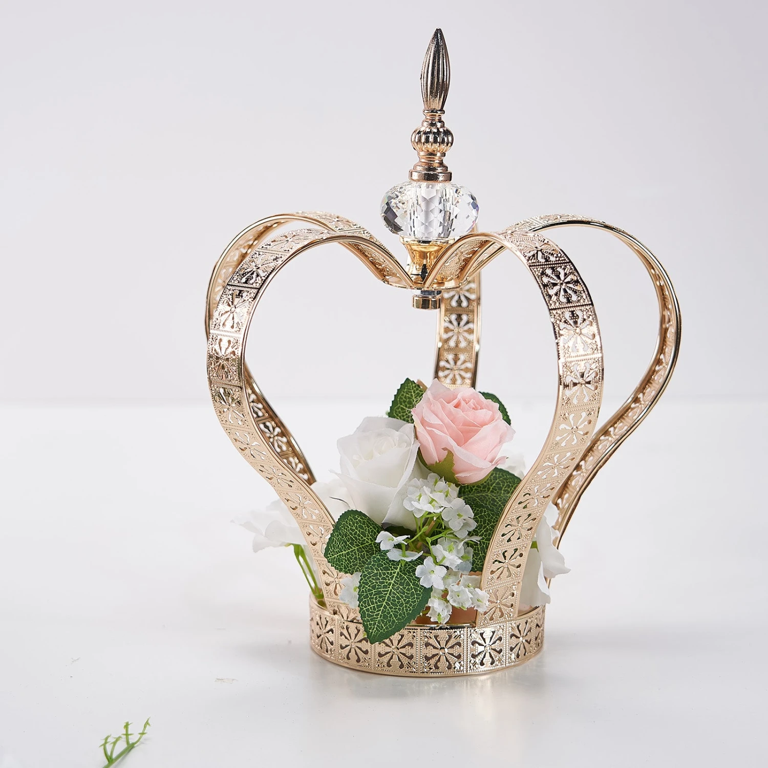 Gold Metal Crown Pillar Candle Holder Stand, Votive Holder Centerpiece 25" 10 Gold Metal Crown Pillar Candle Holder Stand, Votive Holder Centerpiece 25" - Image 10