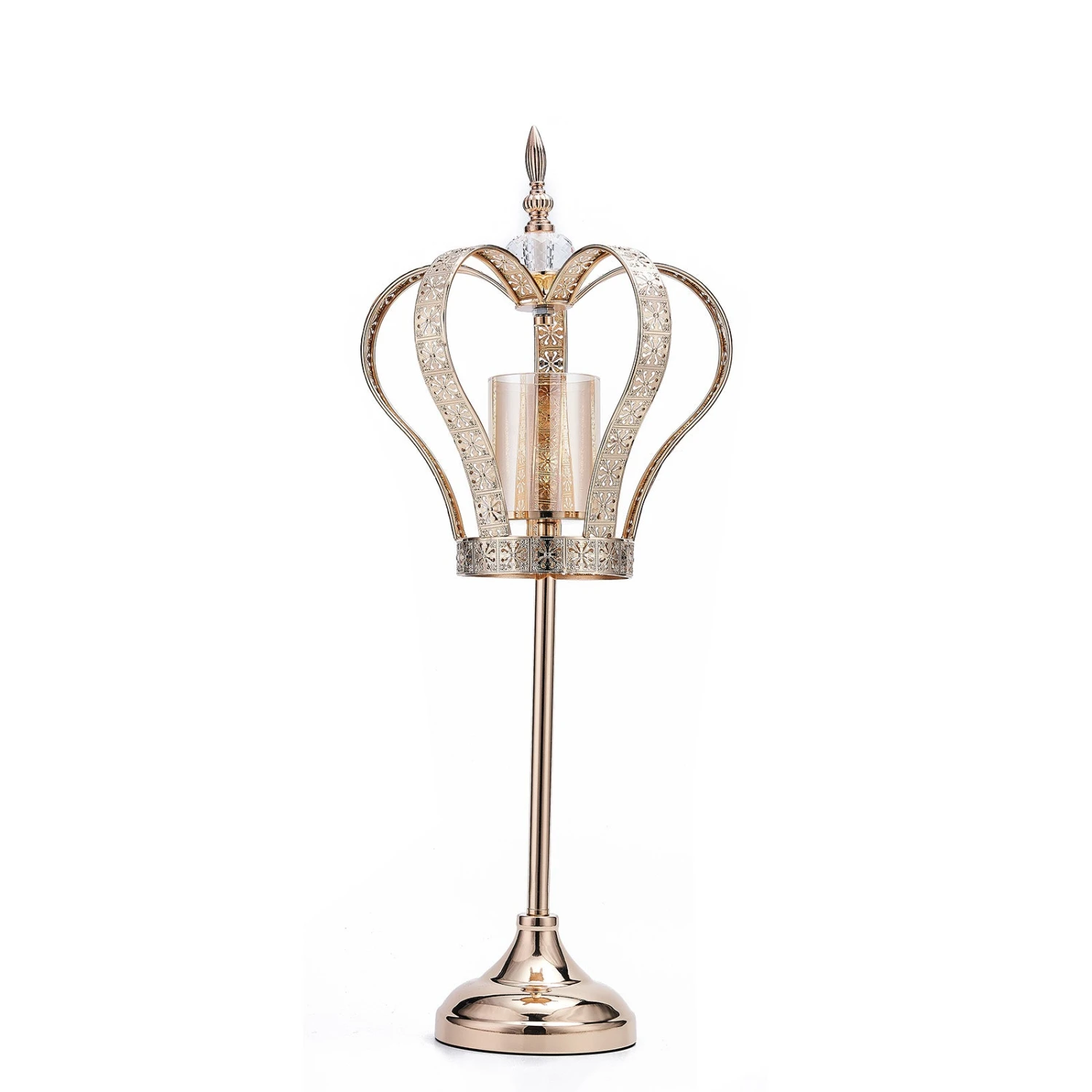 Gold Metal Crown Pillar Candle Holder Stand, Votive Holder Centerpiece 25" 11 Gold Metal Crown Pillar Candle Holder Stand, Votive Holder Centerpiece 25" - Image 11