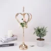 Gold Metal Crown Pillar Candle Holder Stand, Votive Holder Centerpiece 25"
