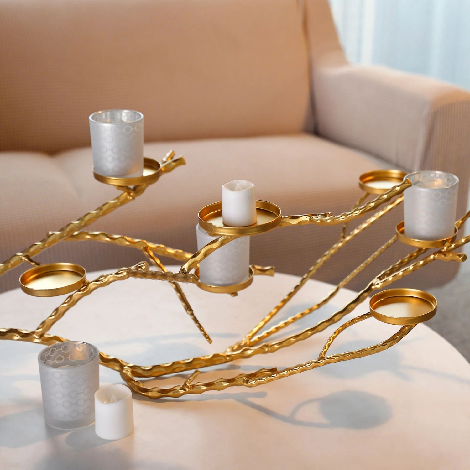 Gold Manzanita Tree Branch Candelabra Metal Twig Branch Candle Holder Stand 14 Gold Manzanita Tree Branch Candelabra Metal Twig Branch Candle Holder Stand - Image 14