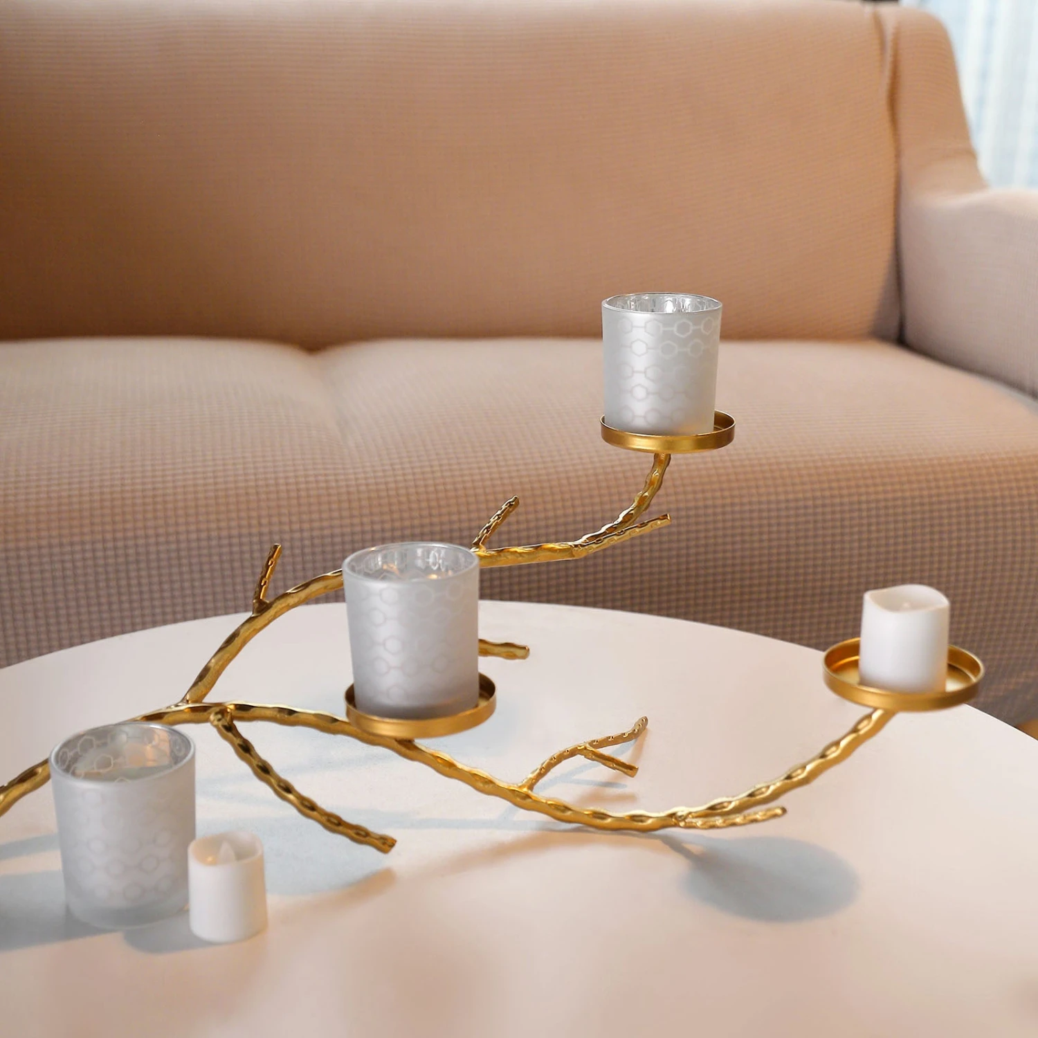 Gold Manzanita Tree Branch Candelabra Metal Twig Branch Candle Holder Stand 7 Gold Manzanita Tree Branch Candelabra Metal Twig Branch Candle Holder Stand - Image 7