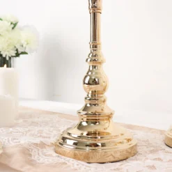 Set Of 3 | Gold Crystal Beaded Goblet Votive Candle Holder Centerpieces, Tea Light Candle Stands - 18", 16", 14" -Home Decor Promotional Store CHDLR CAND 033 SET GOLD D13