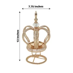 Gold Metal Crown Spiral Pillar Candle Holder Stand, Jeweled Votive Candle Centerpiece -Home Decor Promotional Store CHDLR CAND 034 S GOLD 98