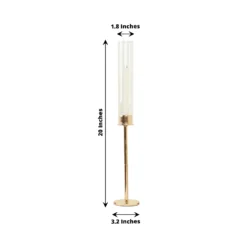 Gold Metal Clear Glass Taper Candlestick Holders, Hurricane Candle Stands With Glass Chimney Candle Shades 33 Gold Metal Clear Glass Taper Candlestick Holders, Hurricane Candle Stands With Glass Chimney Candle Shades -Home Decor Promotional Store CHDLR CAND 041 20 GOLD 98