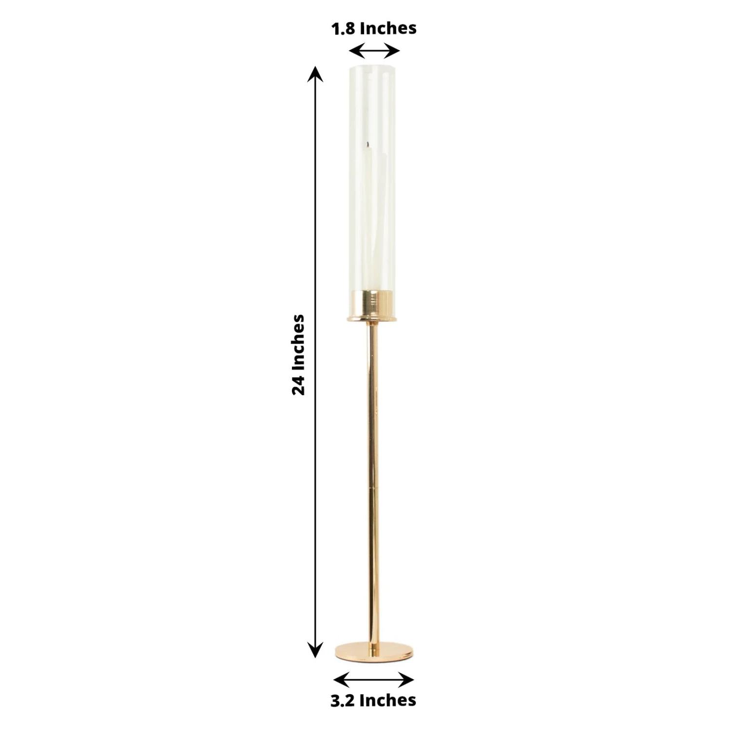 Gold Metal Clear Glass Taper Candlestick Holders, Hurricane Candle Stands With Glass Chimney Candle Shades 18 Gold Metal Clear Glass Taper Candlestick Holders, Hurricane Candle Stands With Glass Chimney Candle Shades - Image 18