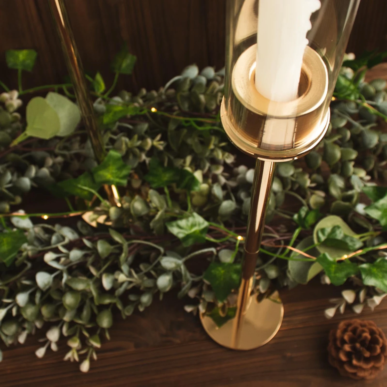 Gold Metal Clear Glass Taper Candlestick Holders, Hurricane Candle Stands With Glass Chimney Candle Shades 5 Gold Metal Clear Glass Taper Candlestick Holders, Hurricane Candle Stands With Glass Chimney Candle Shades - Image 5