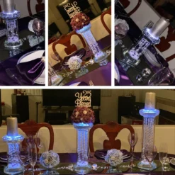 Gemcut Premium Glass Crystal Pillar Candle Holder, Pedestal Stand With Chandelier Crystal Chains 11" 10 Gemcut Premium Glass Crystal Pillar Candle Holder, Pedestal Stand With Chandelier Crystal Chains 11" -Home Decor Promotional Store CHDLR GLAS 007 EBC2