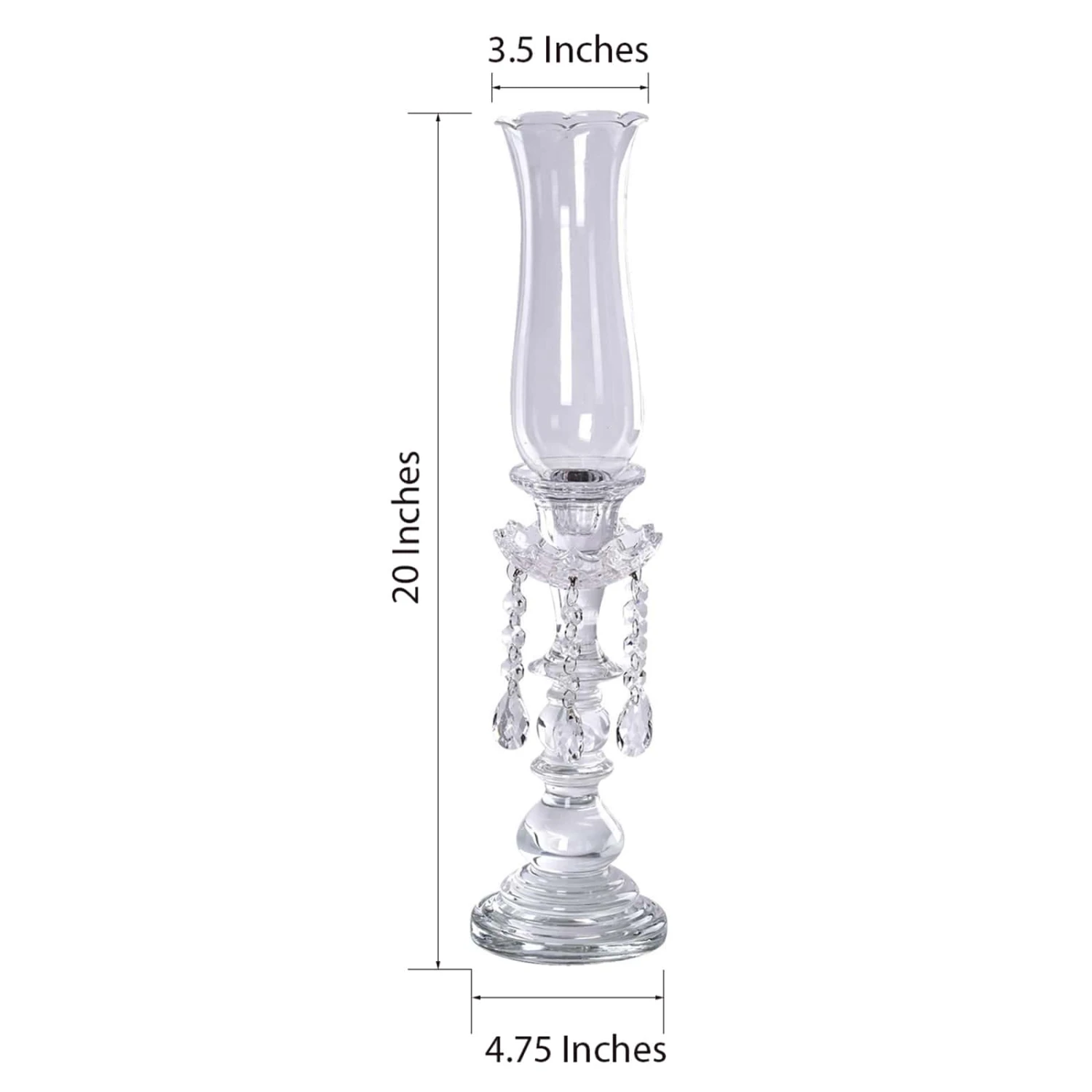 Premium Crystal Glass Hurricane Candle Taper Candlestick Holder With Chandelier Chains 20" 7 Premium Crystal Glass Hurricane Candle Taper Candlestick Holder With Chandelier Chains 20" - Image 7