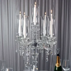 5 Arm Premium Crystal Glass Taper Candle Holder Candelabra With Chandelier Chains 32" -Home Decor Promotional Store CHDLR GLAS 019 D02.progressive 1e952331 f8eb 4272 b917 600db179369c
