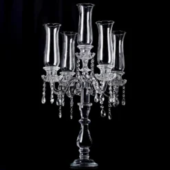 5 Arm Premium Crystal Glass Taper Candle Holder Candelabra With Chandelier Chains 32" -Home Decor Promotional Store CHDLR GLAS 019 01.progressive 5e3c067d 6384 4e2b a583 1573971fe30a